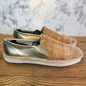 Jack Rogers Tucker Slip-On Shoes Espadrilles Sneakers Gold Cork Size 10